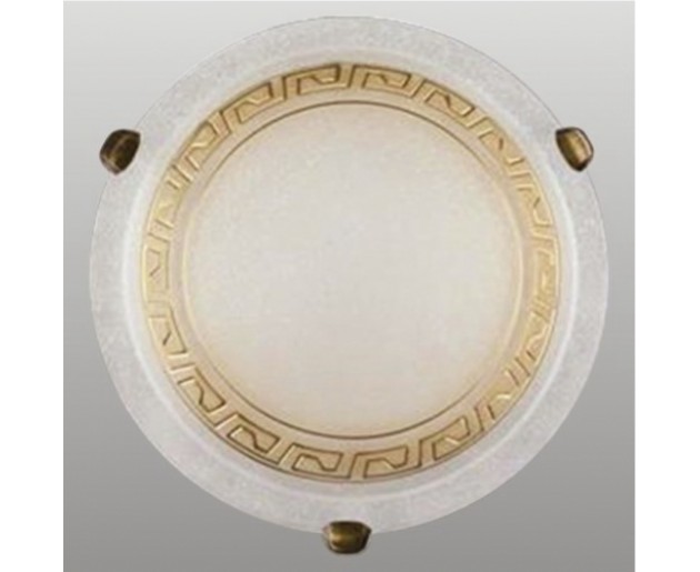 AURA 2xE27/60W, Antická saténová zlatá, Alabastrový dekor