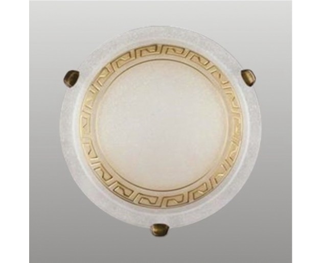 AURA 1xE27/60W, Antická saténová zlatá, Alabastrový dekor