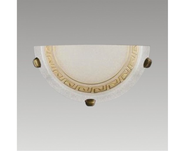 AURA 1xE27/60W, Antická saténová zlatá, Alabastrový dekor